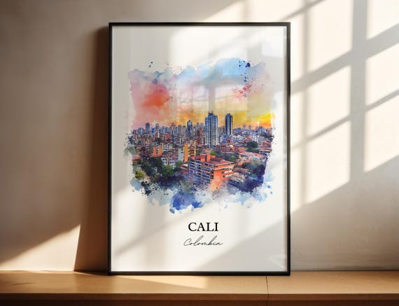 Cali Colombia Wall Art Bogot Print Watercolor Gift Travel Poster Housewarming