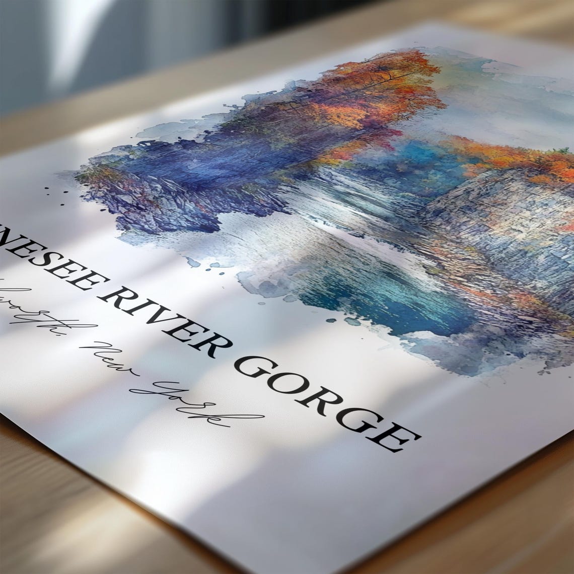 Genesee River Gorge Watercolor Autumn Cliffs New York Poster - Image 6