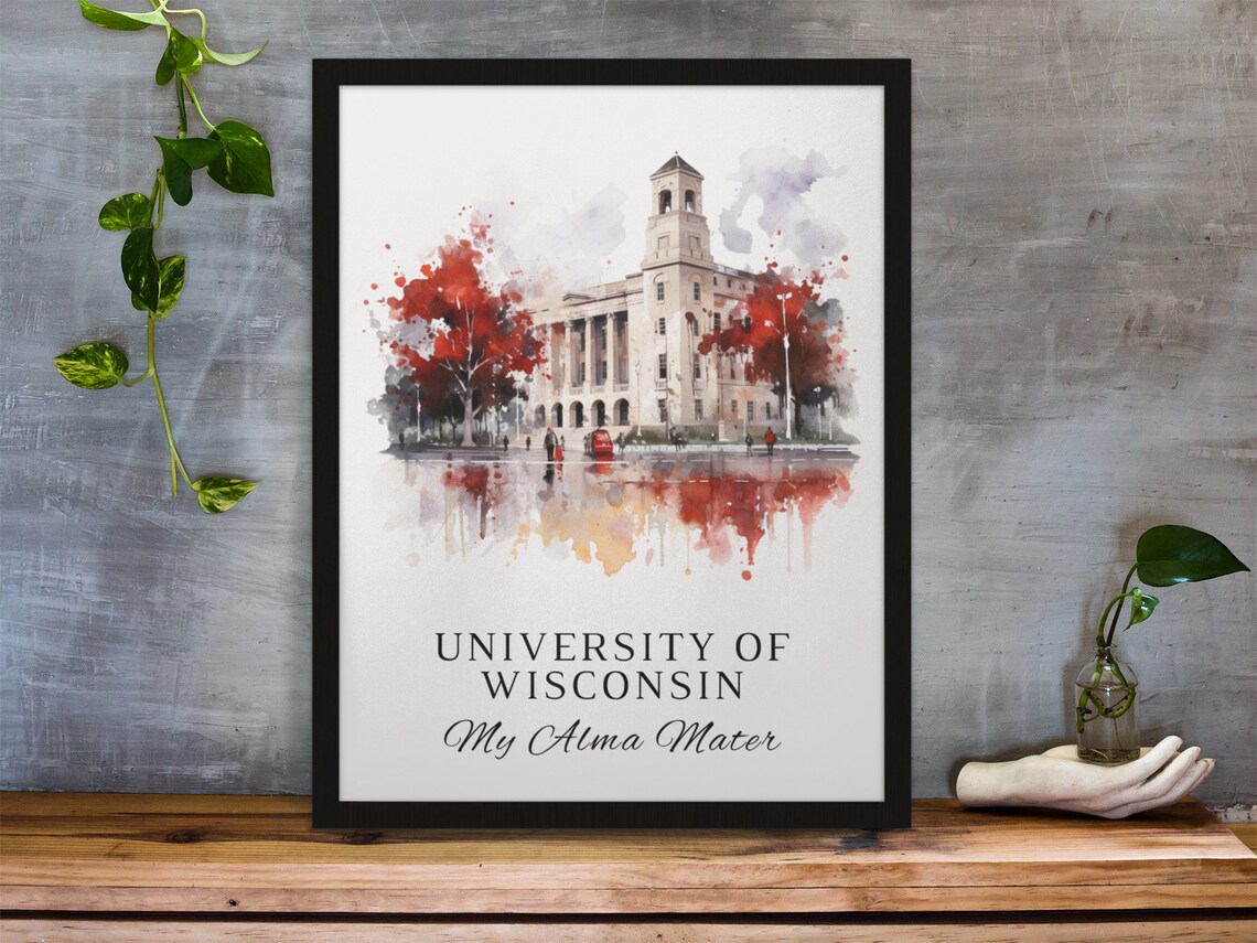 University of Wisconsin My Alma Mater Campus Watercolor Poster