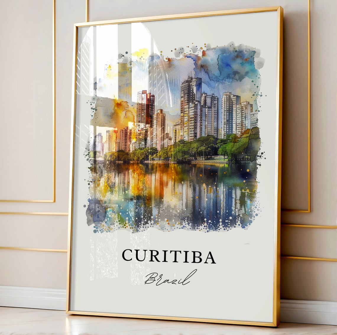 Curtibia Wall Art Brazil Print Watercolor Gift Travel Poster Housewarming - Image 4