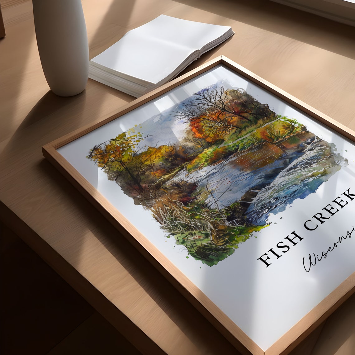 Fish Creek, WI Watercolor Travel Poster Art Print - Image 5