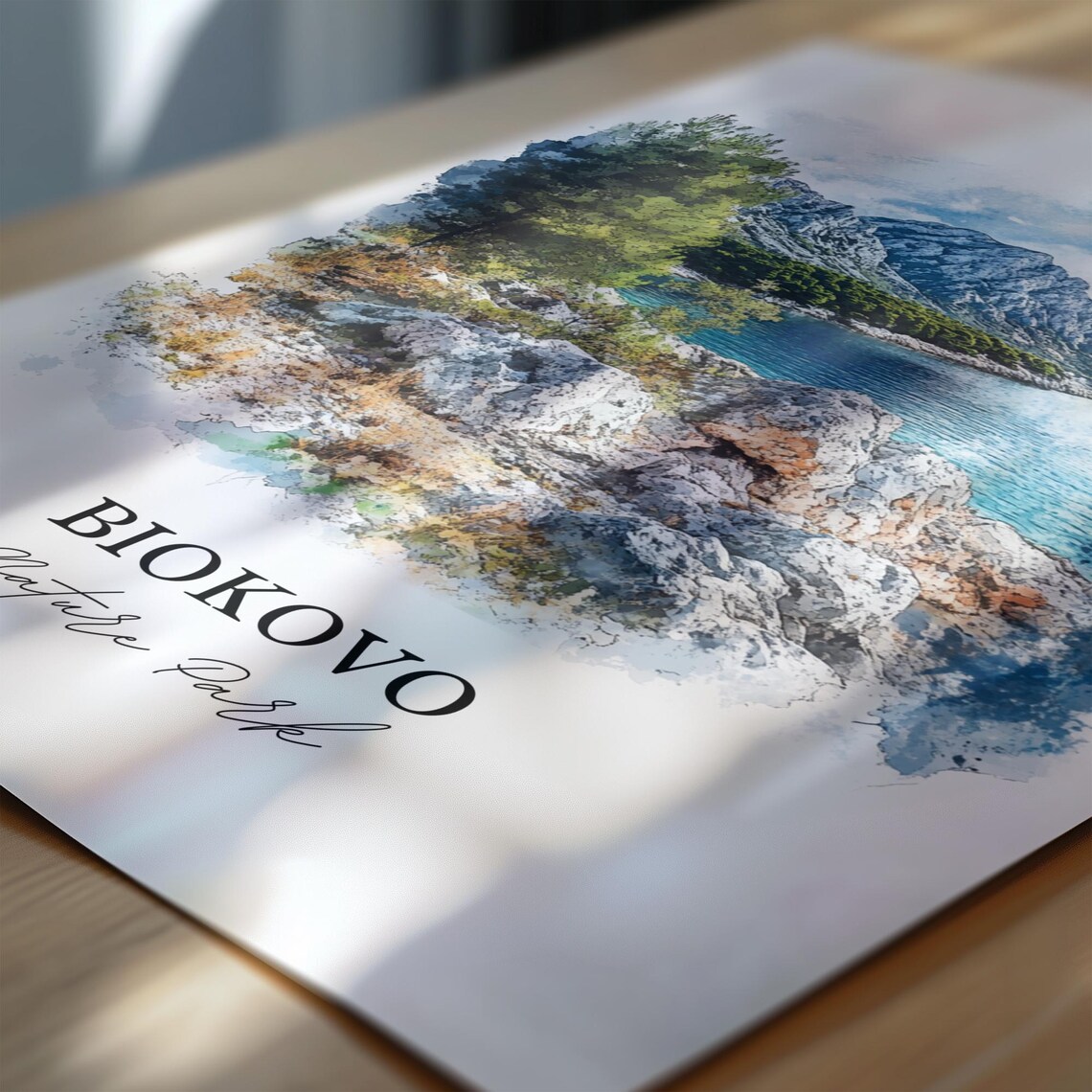 Biokovo Nature Park Croatia Rocky Coast Mountains Watercolor Poster - Image 6