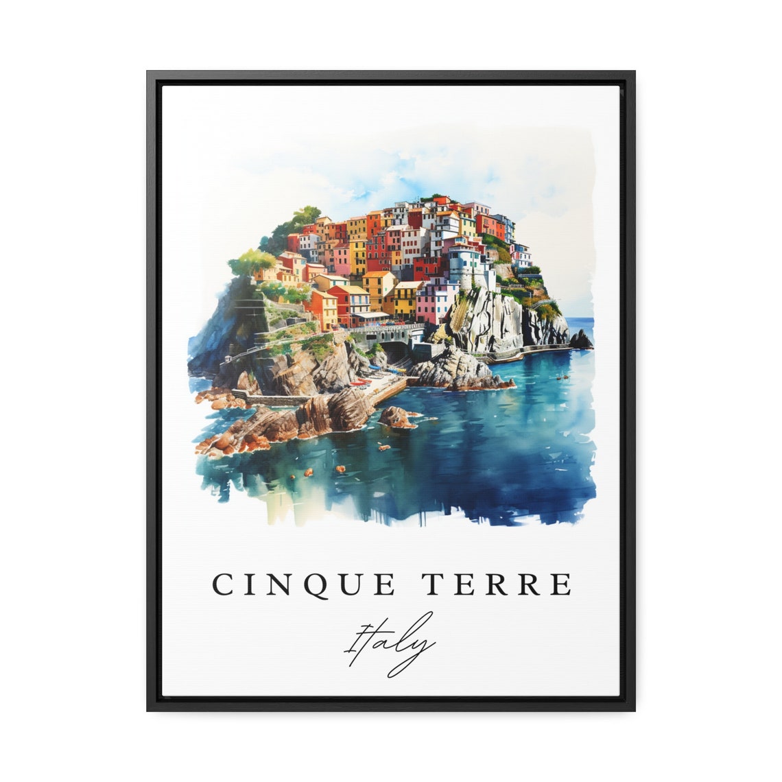 Cinque Terre Italy Travel Poster, Custom Text - Image 3