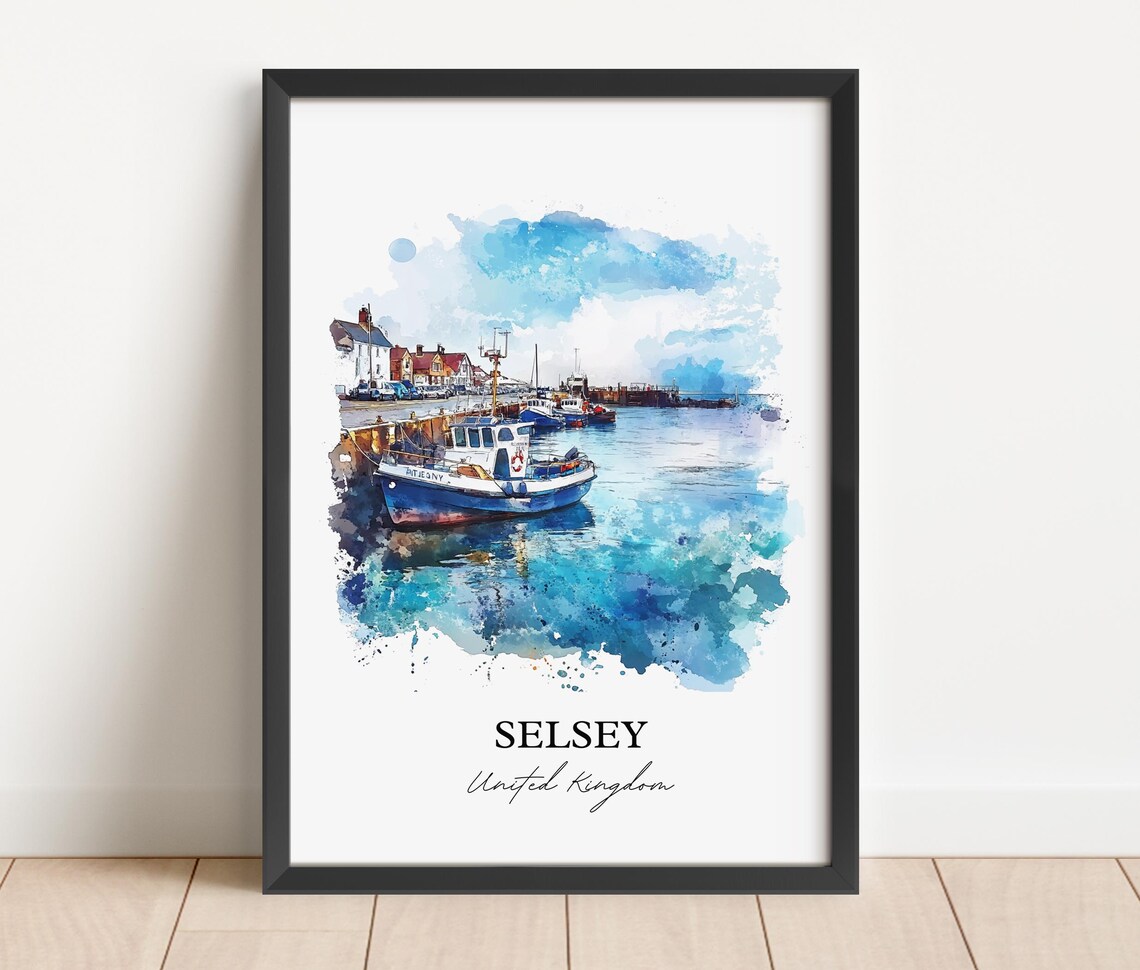 Selsey United Kingdom Watercolor Fishing Harbor Boats Coastal Poster - Image 3