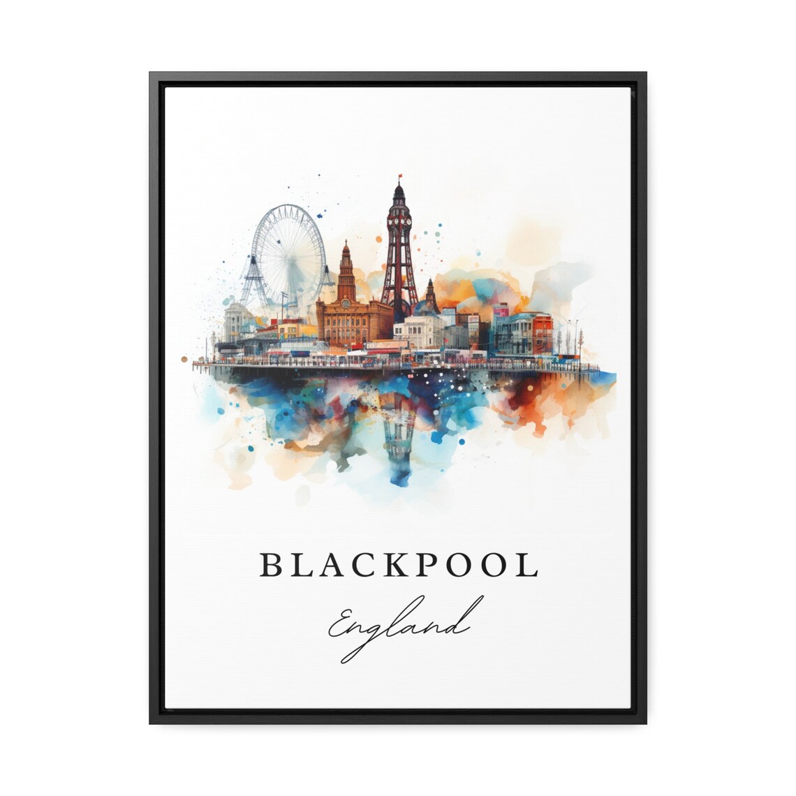 Blackpool England Tower Pier Seaside Watercolor Travel Poster - Image 2