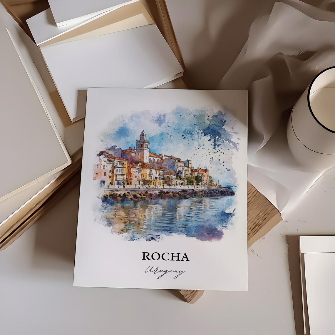 Rocha Uruguay Wall Art Print Watercolor Gift Travel Poster Housewarming - Image 2