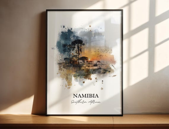 Namibia Wall Art Print Watercolor Gift Travel Poster Housewarming