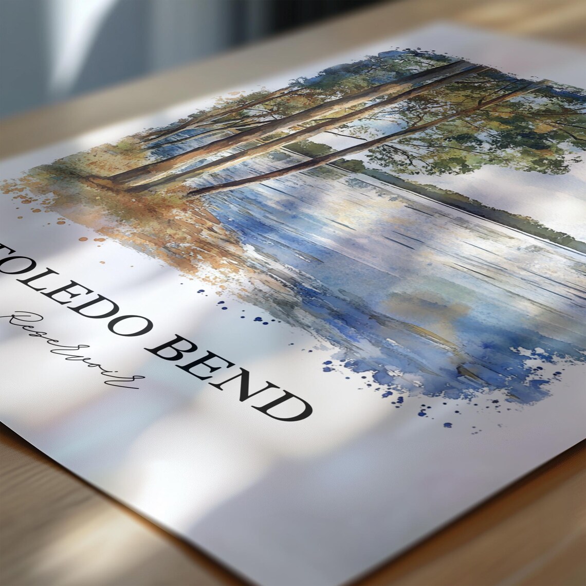 Toledo Bend Reservoir Pine Tree Shoreline Watercolor Lake Poster - Image 6