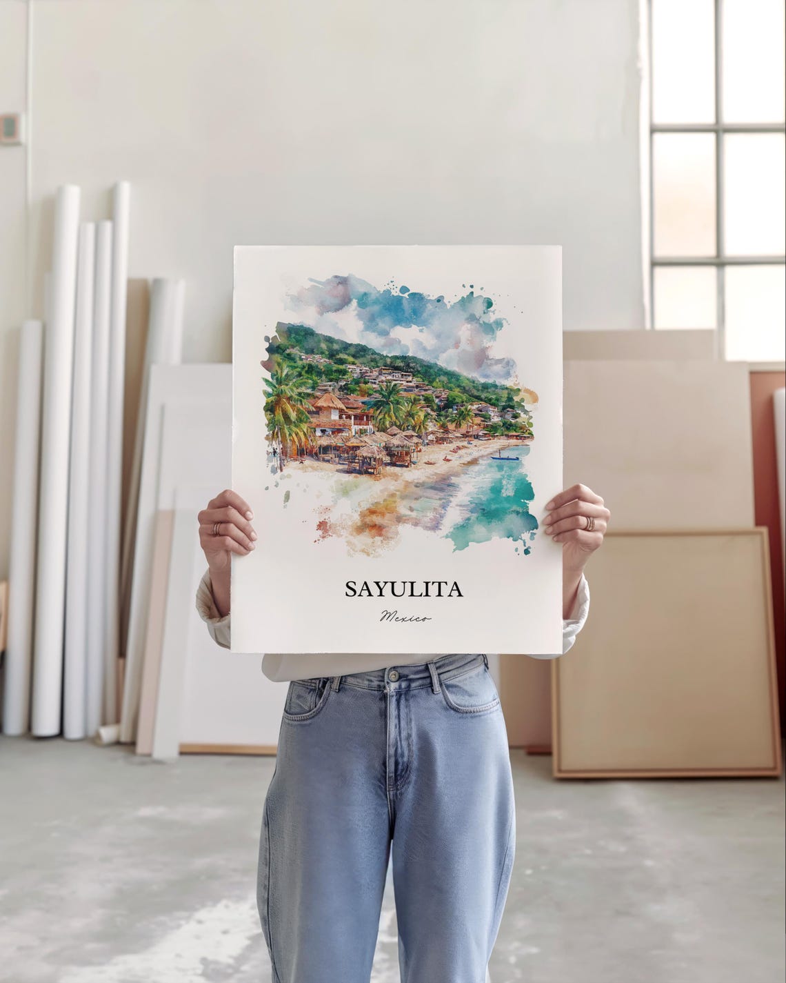 Sayulita Watercolor Travel Poster, Mexico Print - Image 3