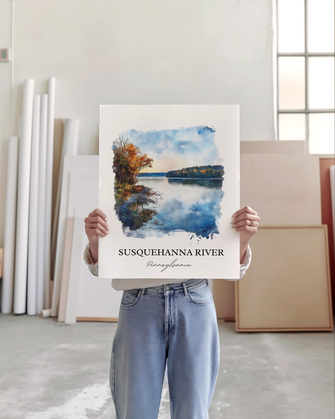 Susquehanna River Pennsylvania Autumn Watercolor River Poster - Image 4
