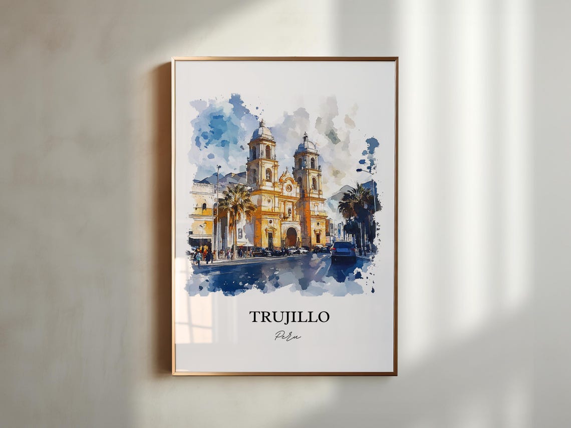 Trujillo Peru Wall Art La Libertad Print Watercolor Gift Travel Poster Housewarming - Image 5