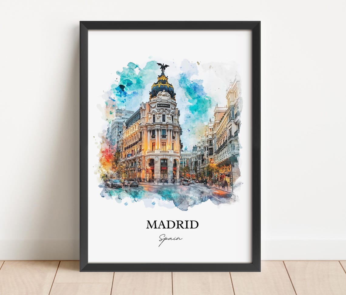 Madrid Spain Gran Via Metropolis Building Watercolor City Poster - Image 3
