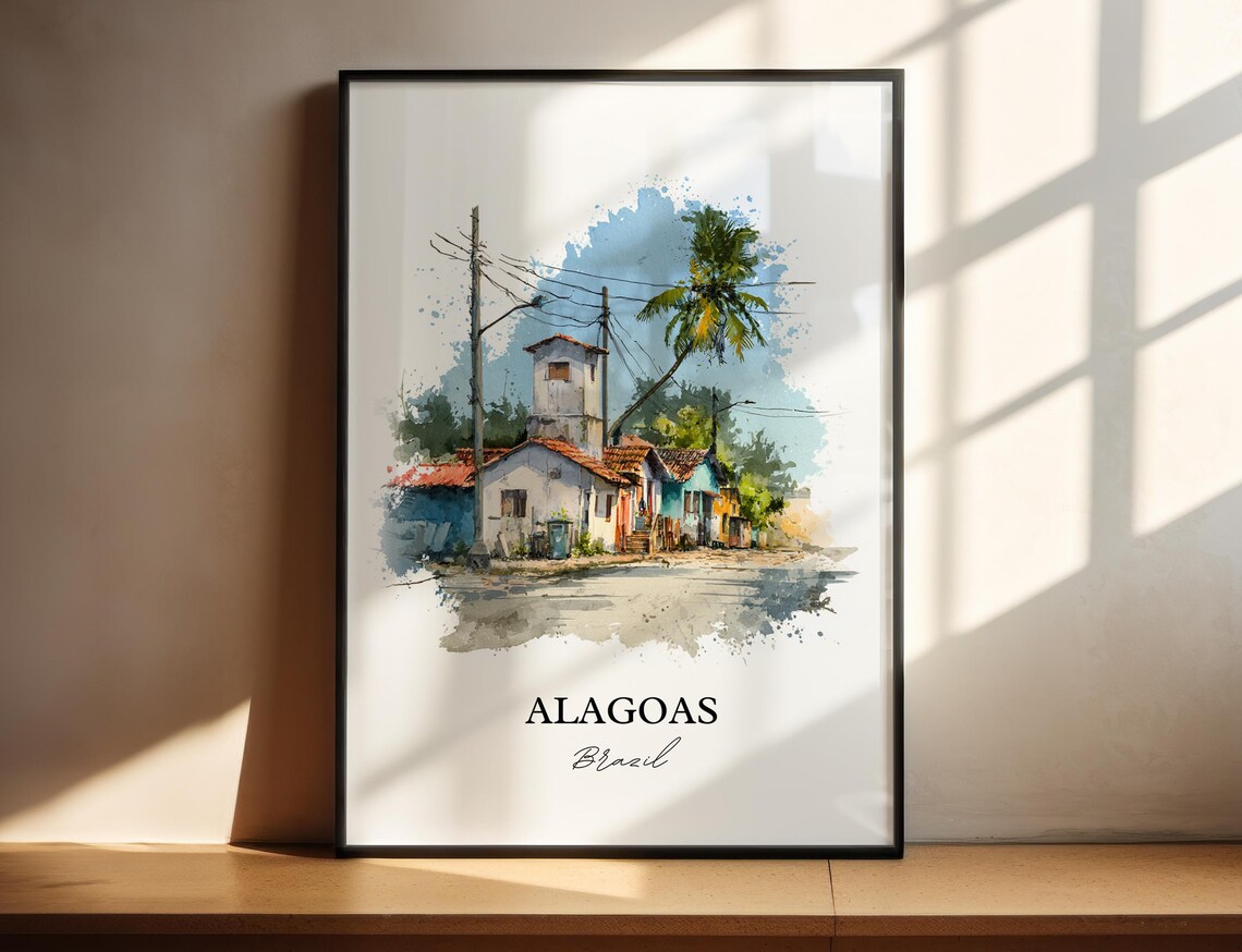 Alagoas Wall Art Print Brazil Watercolor Gift Travel Poster Housewarming