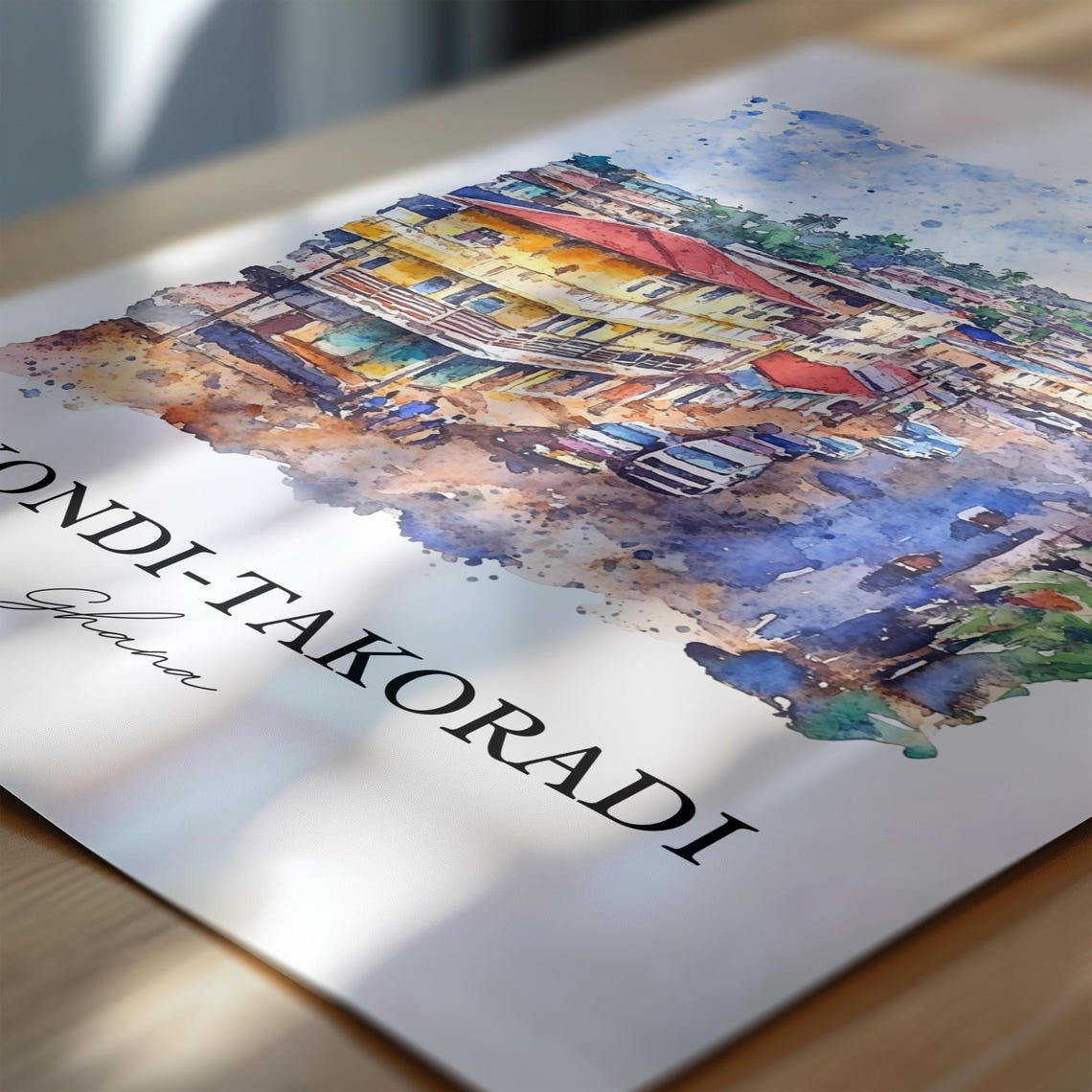 Sekondi-Takoradi Ghana Bustling Street Market Watercolor Poster - Image 6
