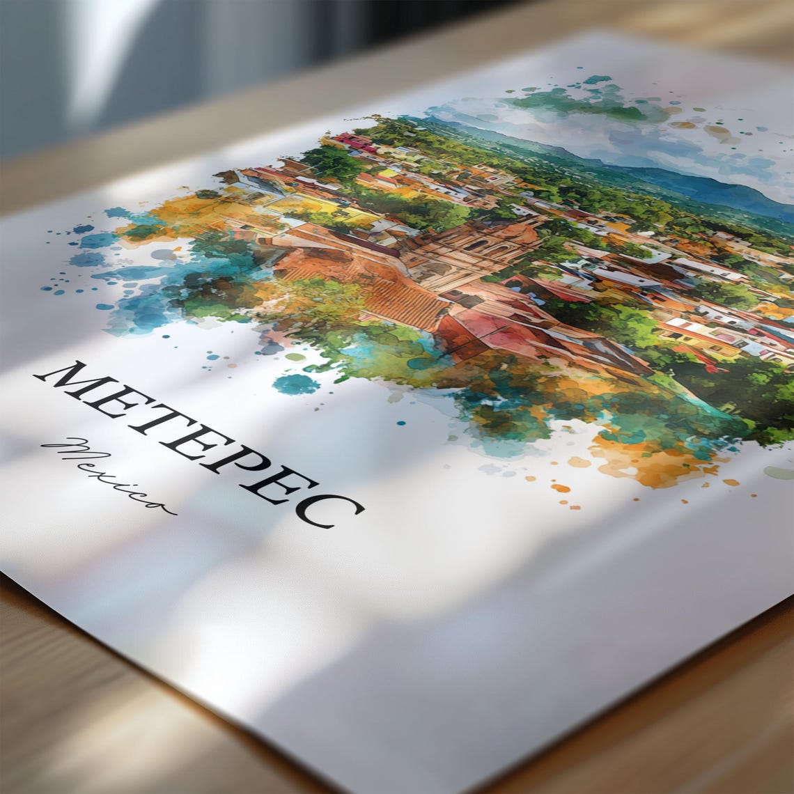 Metepec Mx Wall Art Toluca Print Mexico Watercolor Gift Travel Poster Housewarming - Image 6