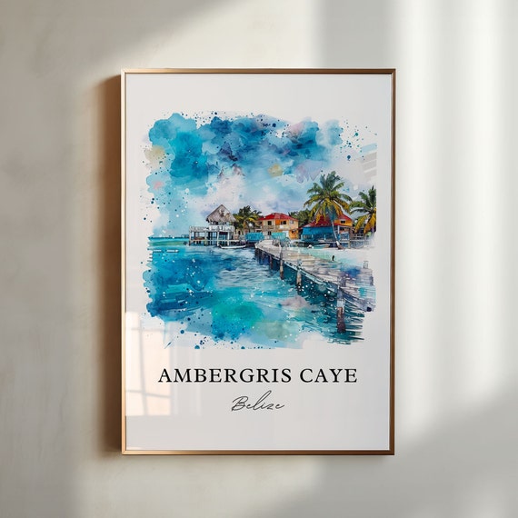 Ambergris Caye Art Ambergris Belize Print Ambergris Caye Watercolor Belize Gift Travel Print Travel Poster Housewarming Gift