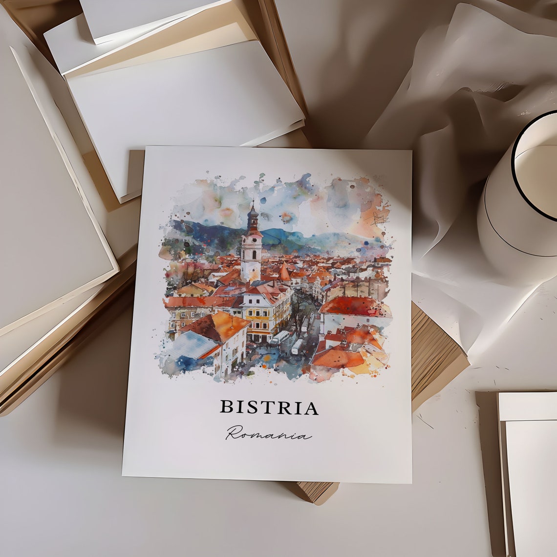 Bistria Watercolor Travel Poster, Romania Print - Image 6