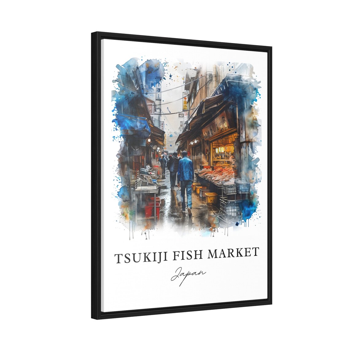 Tsukiji Fish Market Tokyo Japan Alley Watercolor Street Food Poster - Image 2