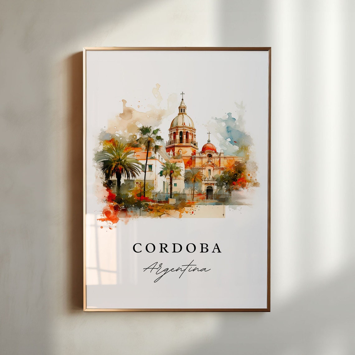 Cordoba Argentina Wall Art Poster Print Wedding Gift Birthday Present Custom Text Perfect