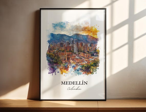 Medelln Wall Art Colombia Print Watercolor Gift Travel Poster Housewarming