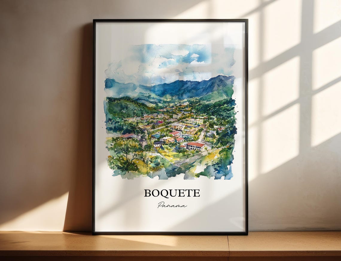 Boquete Panama Chiriqui Mountain Valley Town Watercolor Poster