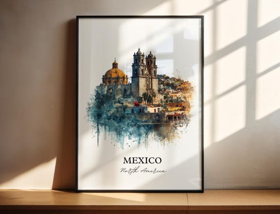 Mexico Wall Art Print Watercolor Gift Travel Poster Housewarming