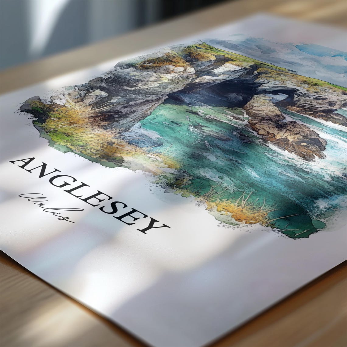 Anglesey Wales Rocky Sea Cliffs Watercolor Coastal Landscape Poster - Image 6