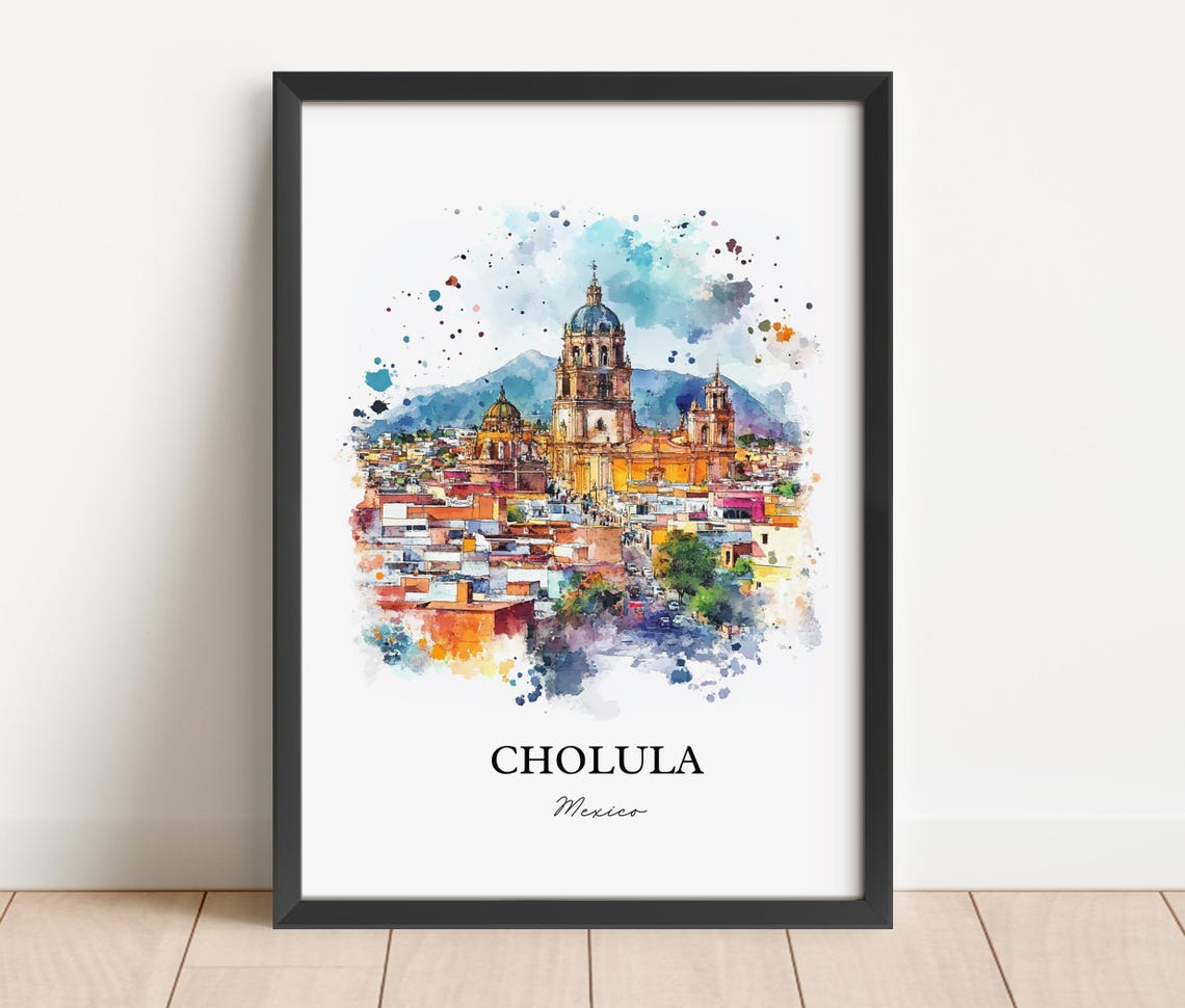 Cholula Mexico Wall Art Puebla Mx Print Watercolor Gift Travel Poster Housewarming - Image 4