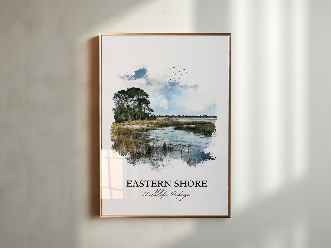 Eastern Shore Wildlife Refuge Marsh Wetland Watercolor Poster - Image 4
