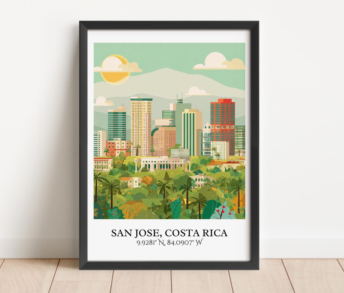 San Jose Art Costa Rica Retro Home Decor Gift Travel Prints Housewarming - Image 4