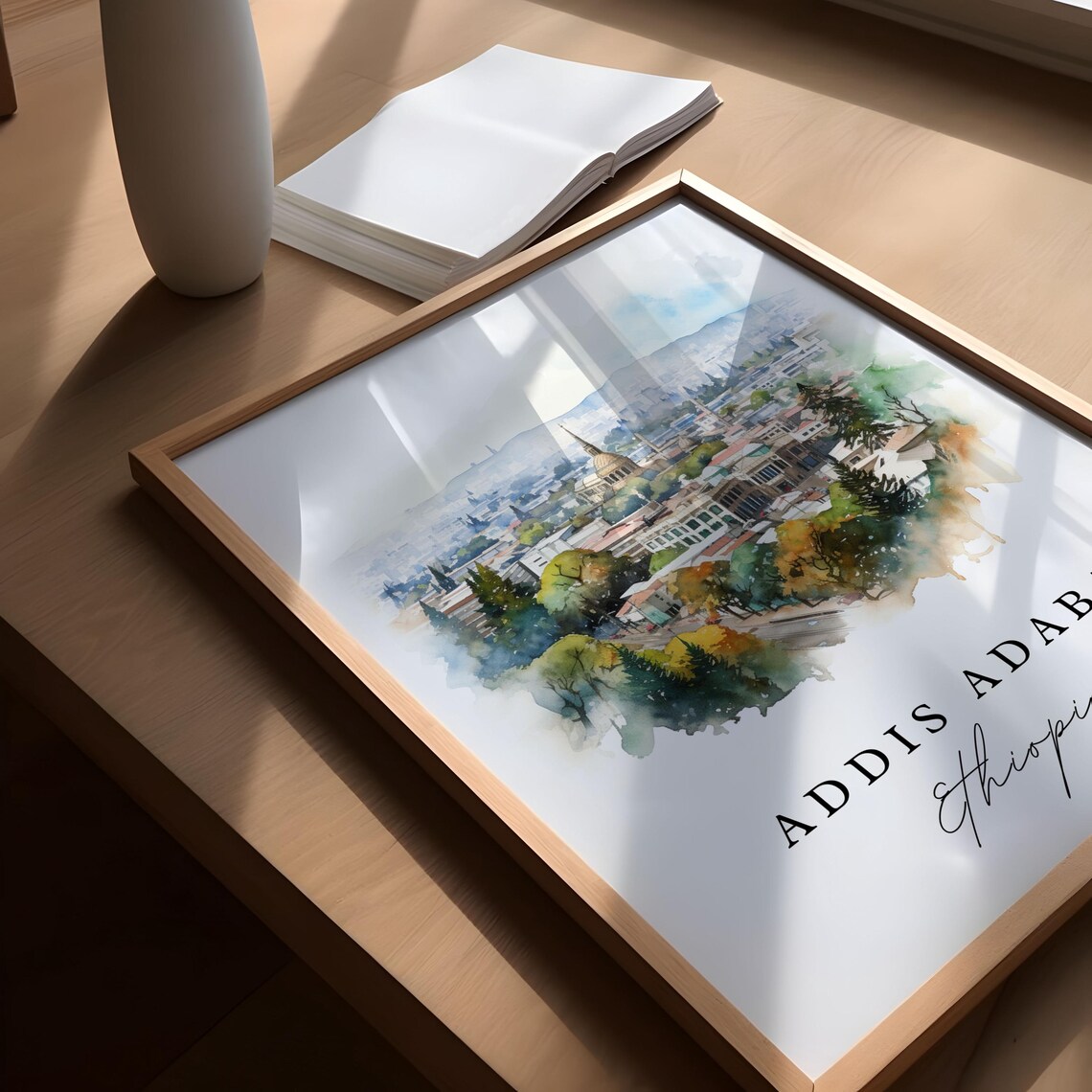 Addis Ababa Watercolor Travel Poster, Ethiopia - Image 4