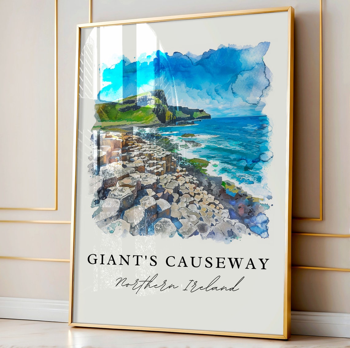 Giants Causeway Watercolor Travel Poster, Northern Ireland - Image 4