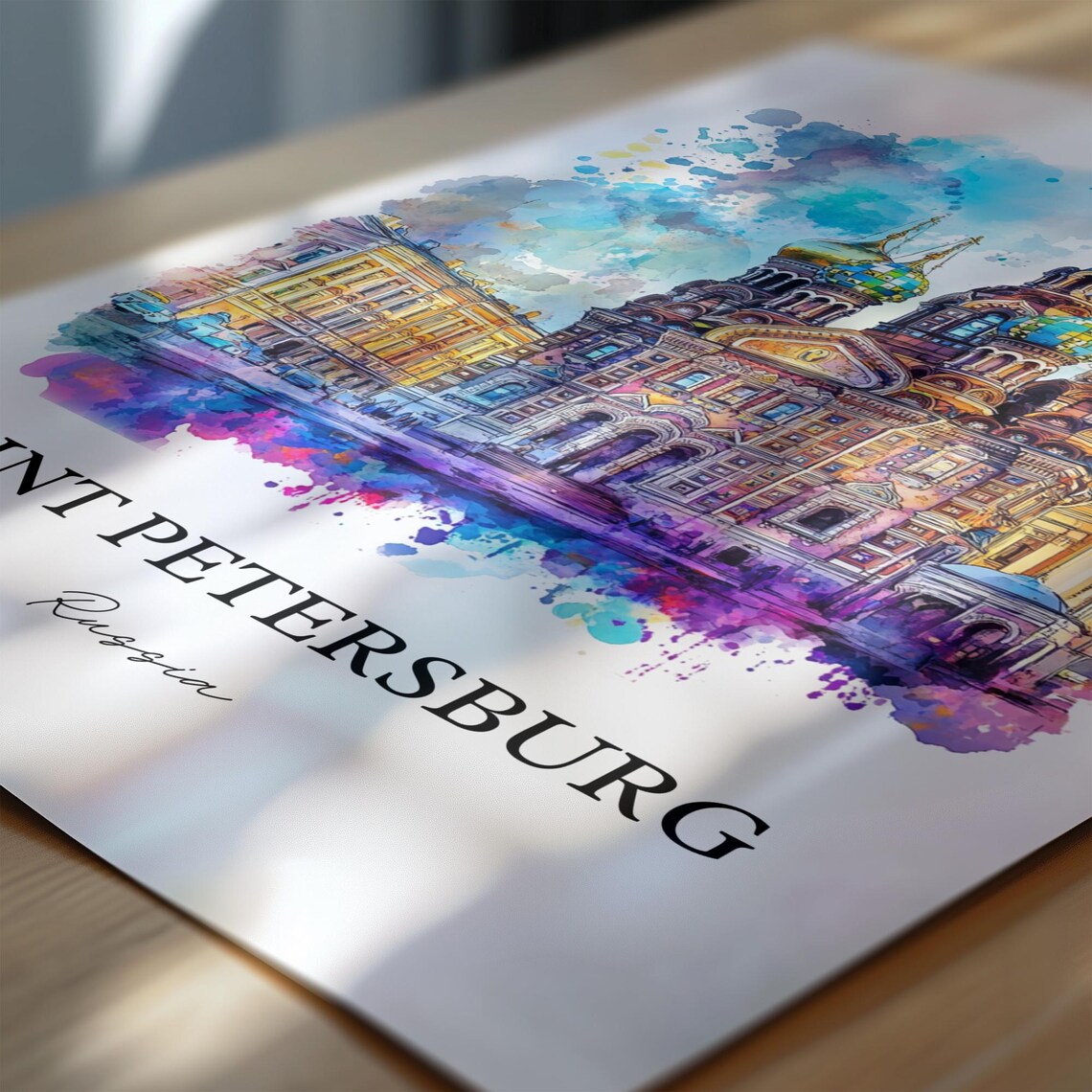 Saint Petersburg Russia Church Spilled Blood Watercolor City Poster - Image 6