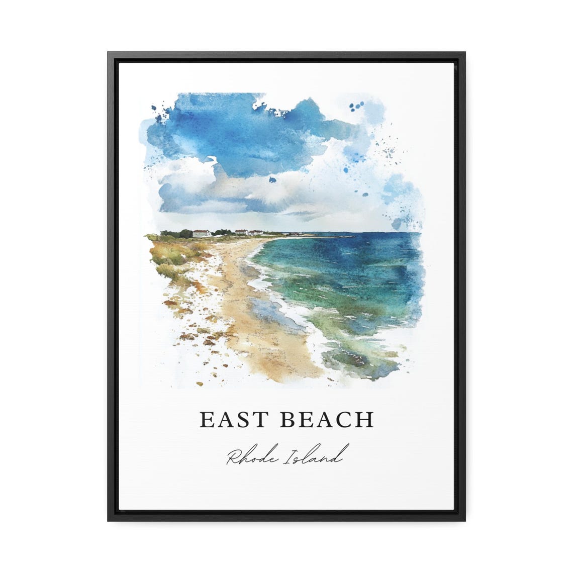 East Beach Rhode Island Watercolor Sandy Shore Ocean View Poster - Image 2