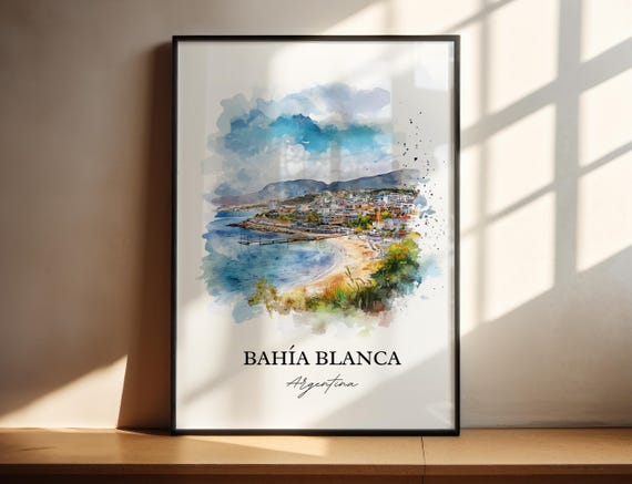 Bahia Blanca Wall Art Buenos Aires Print Argentina Watercolor Gift Travel Poster Housewarming