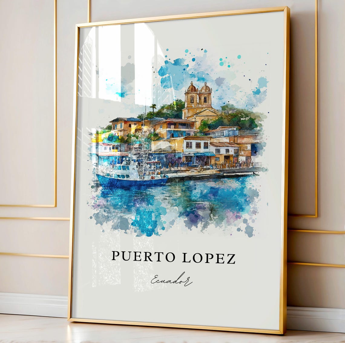 Puerto Lopez Art Print Watercolor Ecuador Gift Travel Poster Housewarming - Image 3