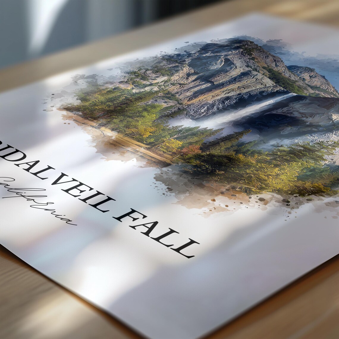 Bridalveil Fall Yosemite California Waterfall Watercolor Travel Poster - Image 6