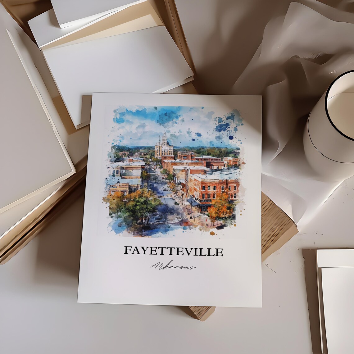 Fayetteville Arkansas Watercolor Travel Poster - Image 3