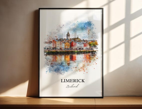 Limerick Watercolor Travel Poster, Munster Province