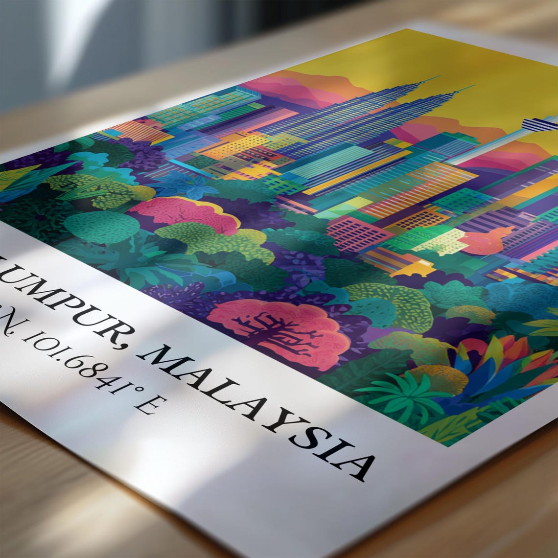 Kuala Lumpur Malaysia Sunset Twin Towers Jungle Foreground Poster - Image 6