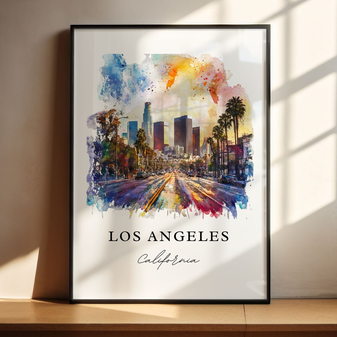 Los Angeles Watercolor Travel Poster, California