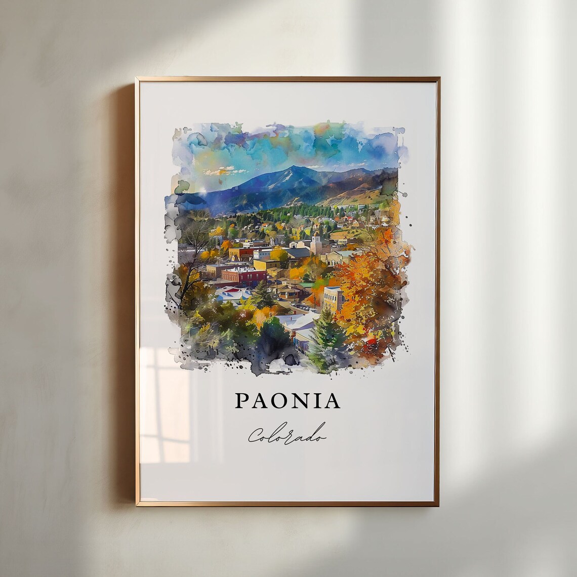 Paonia Colorado Mountain Town Fall Watercolor Travel Art Print