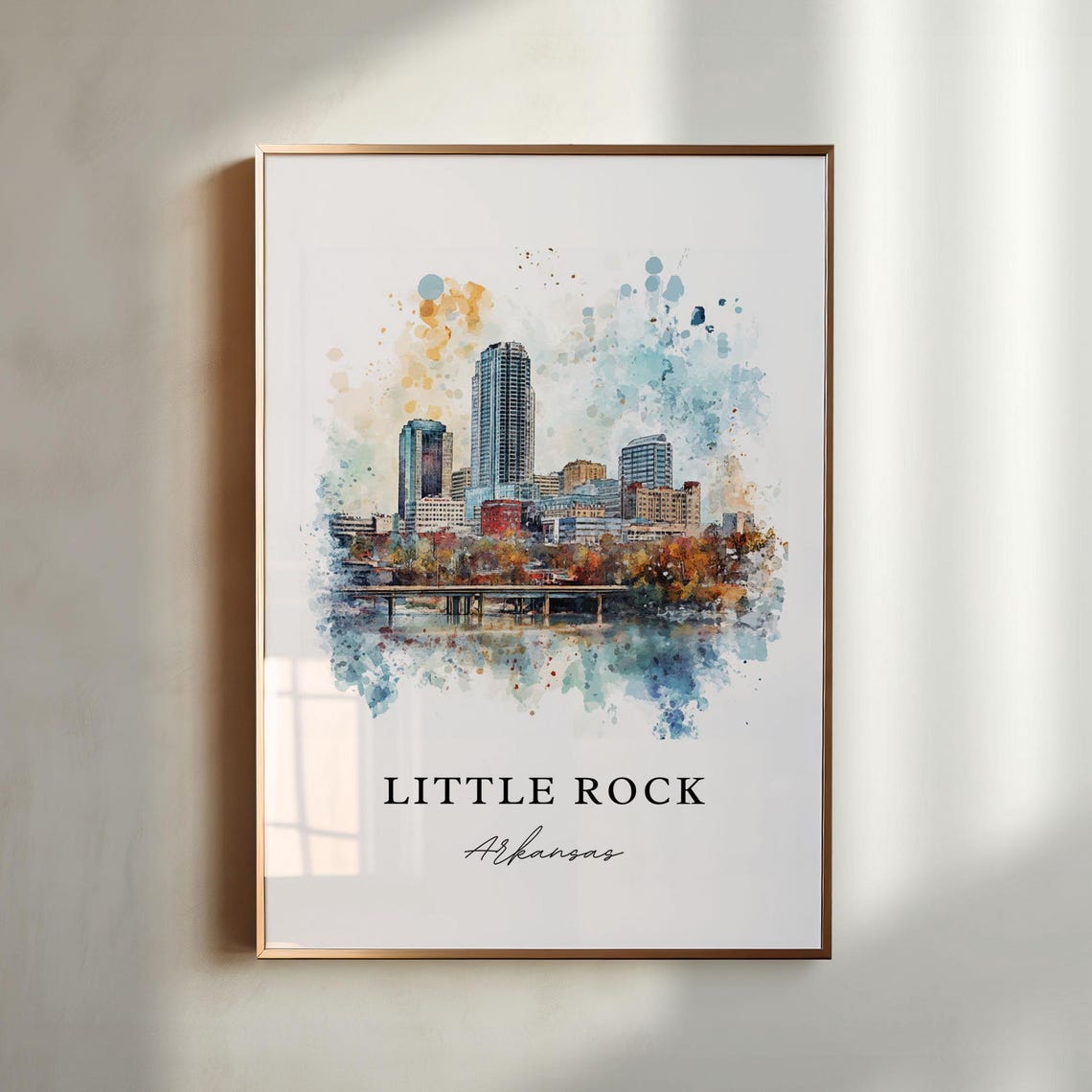 Little Rock Ar Art Little Rock Print Little Rock Watercolor Art Little Rock Arkansas Gift Travel Print Travel Poster Housewarming Gift