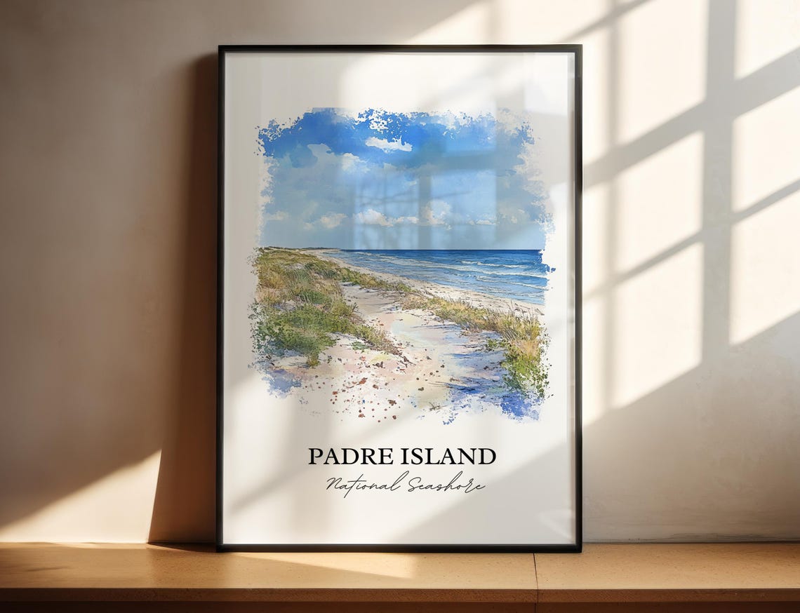 Padre Island National Seashore Texas Beach Dunes Watercolor Poster