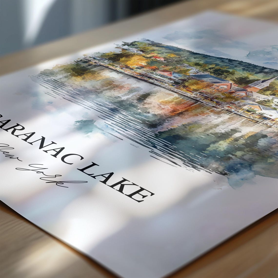 Saranac Lake New York Lakeside Village Watercolor Travel Gift Poster - Image 6
