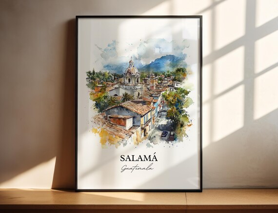 Salam Wall Art Baja Verapaz Print Guatemala Watercolor Gift Travel Poster Housewarming