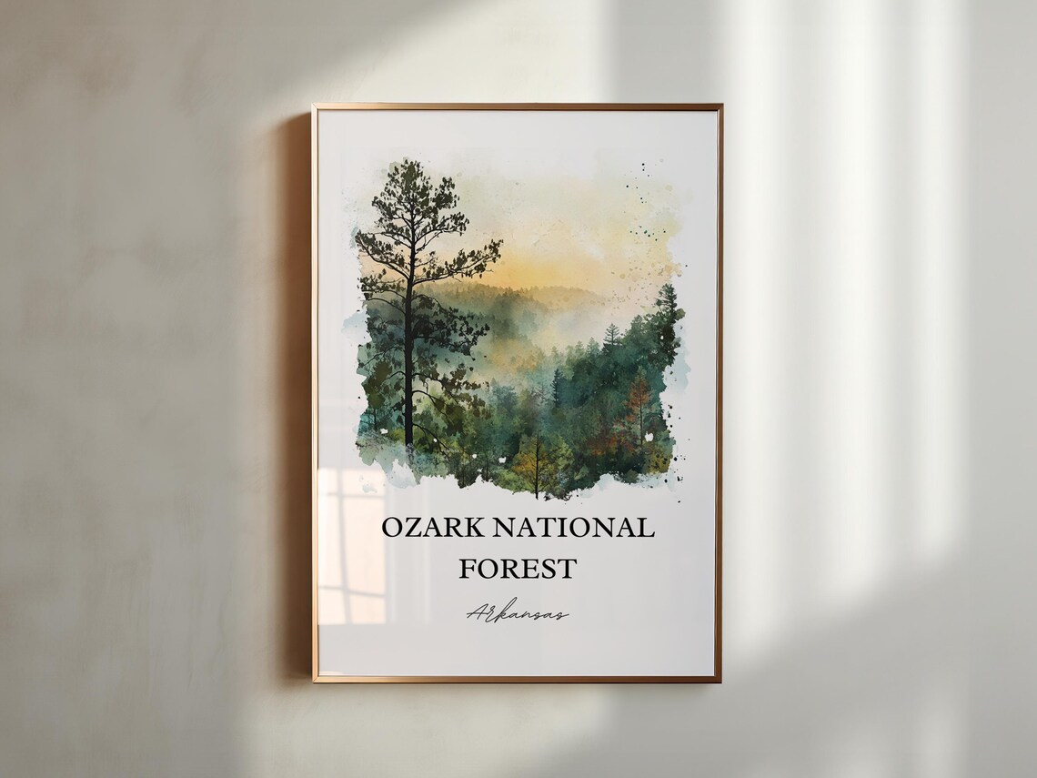 Ozark National Forest Arkansas Watercolor Travel Poster - Image 3