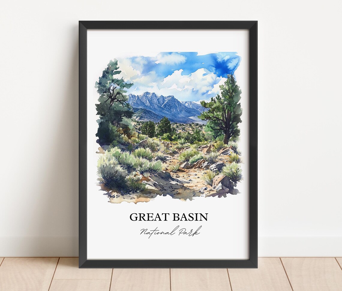 Great Basin National Park Nevada Watercolor Alpine Peak Juniper Scene Poster - Image 5