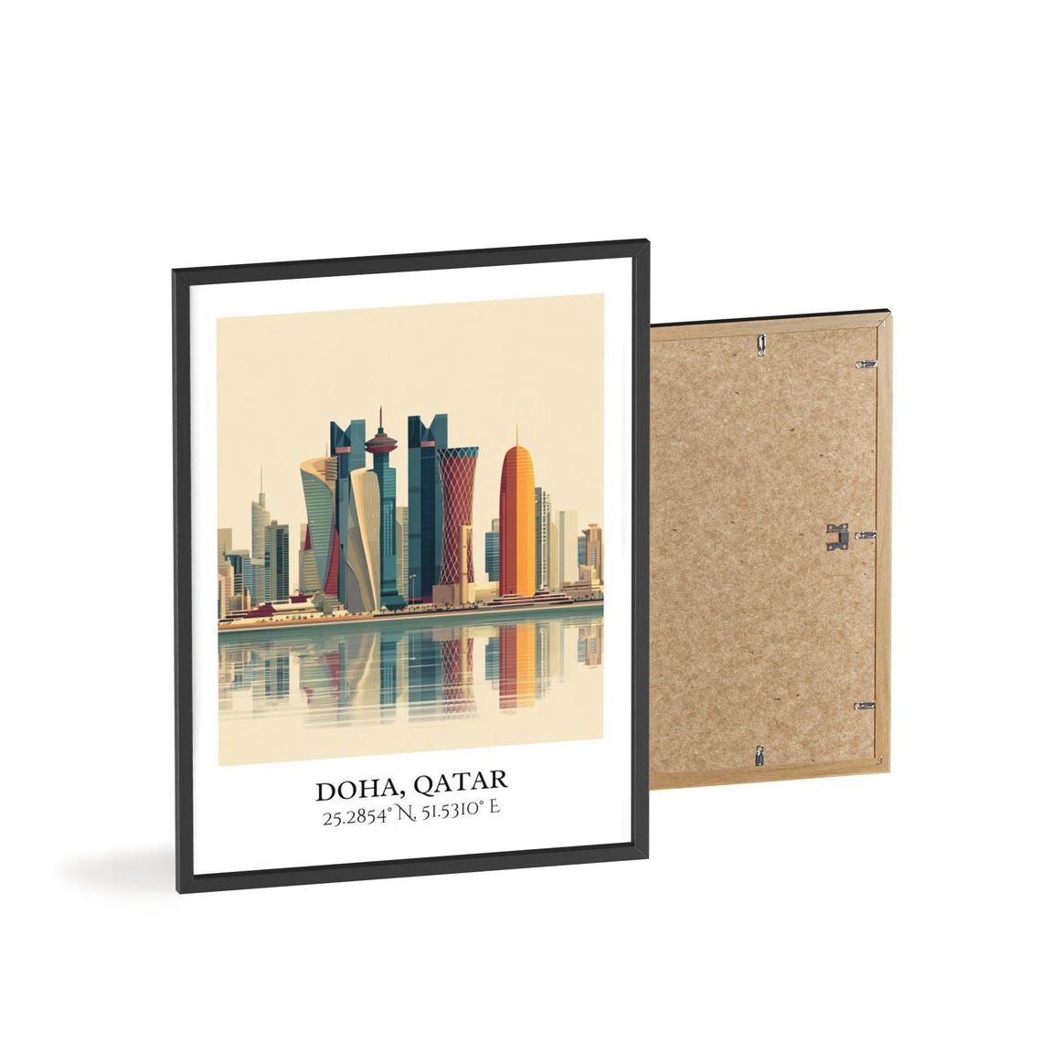 Doha Qatar Skyline Modern Towers Gulf Waterfront Retro Travel Poster - Image 2