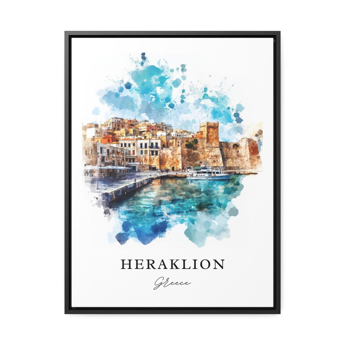 Heraklion Crete Watercolor Venetian Harbor Fortress Greece Poster - Image 2